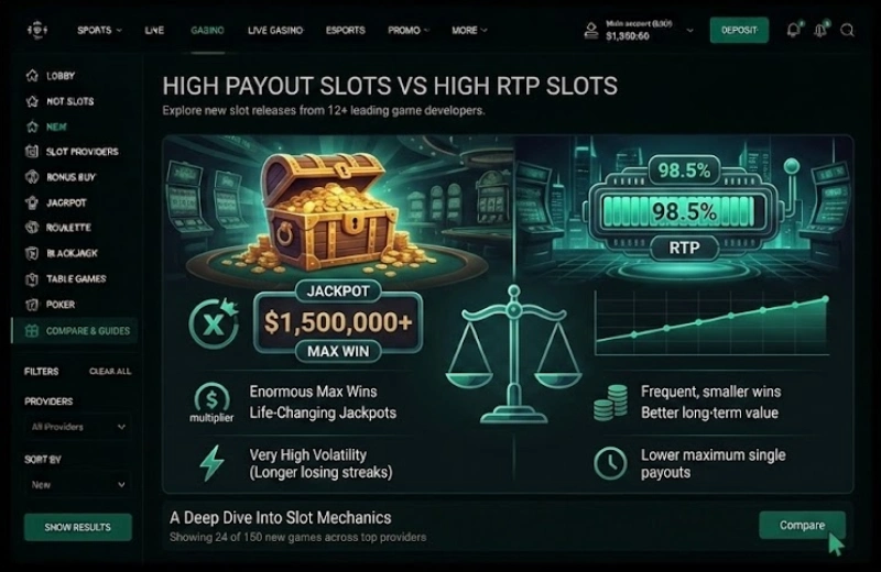 ألعاب الحد الأقصى المرتفع مقابل ألعاب RTP المرتفع